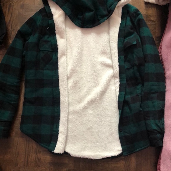 black and green checked hooded jacket / coat - Picture 3 of 4